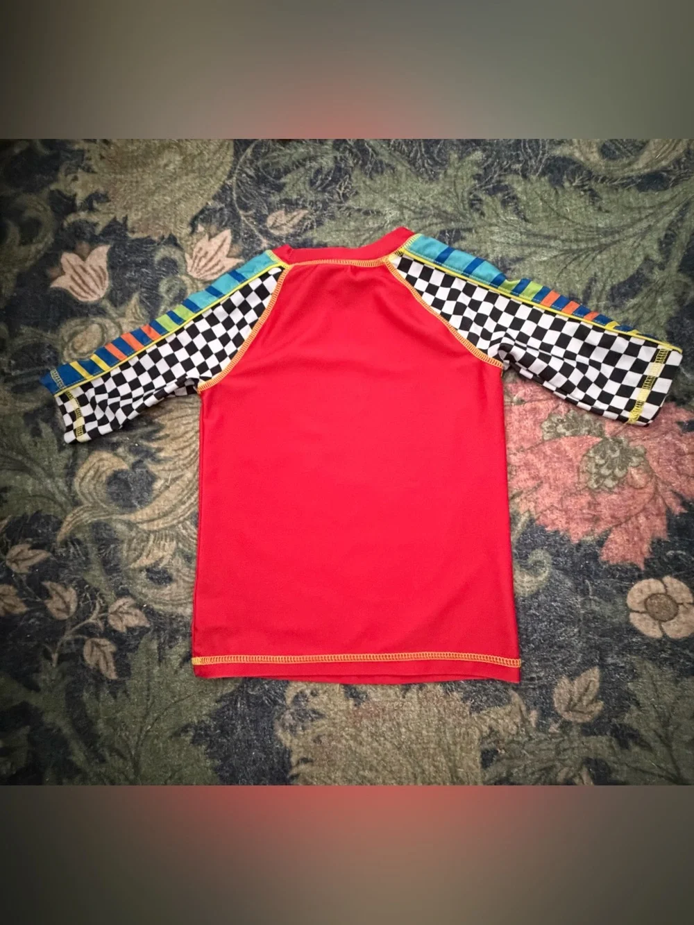 NWOT Rashguard Lightning McQueen Swim Rashguard with Checkered Sleeve
